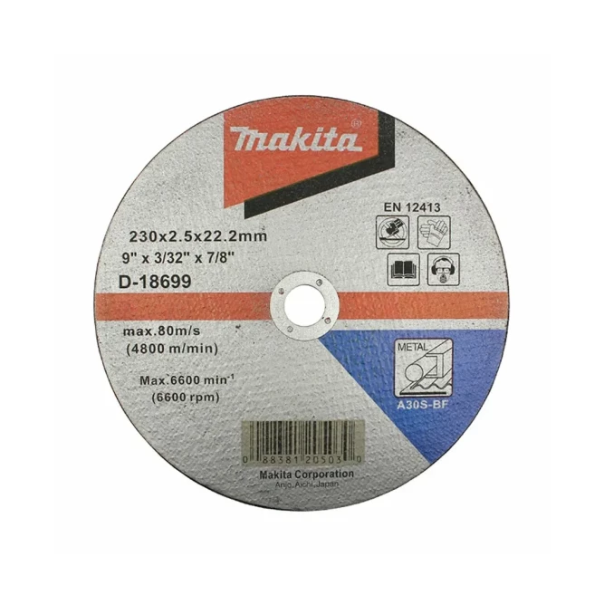 Абразивный отрезной диск по металлу Makita 230х2,5х22,23, прямой (D-18699)