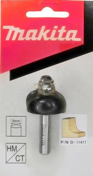 Фреза кромочная галтельная Makita 9.53R, 28.58х12.7, S8, 2T (D-11477)
