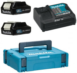 Набор 2 аккумулятора BL1016B + зарядное устройство DC10SB (12В, 1.5Ач, Li-ion, MakPac) Makita 197652-7