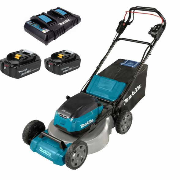 Газонокосилка аккумуляторная 53см Makita DLM530Z-PT2  (2*АКБ 5Ач,  ЗУ)