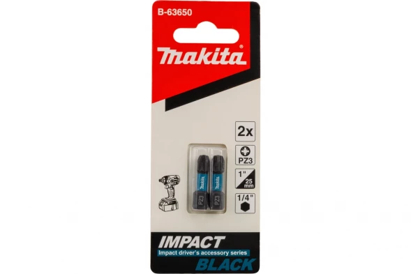 Биты Makita Impact Black PZ3, 25 мм, C-form, 2 шт (B-63650)