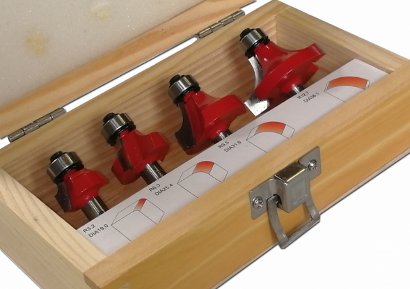 Набор калевочных фрез по дереву (4 шт; хвостовик 8 мм) Ганимет GN-RBS-0408