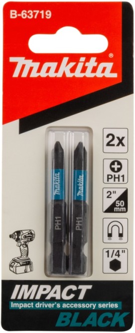 Биты Makita Impact Black PH1, 50 мм, E-form (MZ), 2 шт (B-63719)