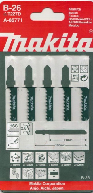 Пилки для лобзика Makita B-26 A-85771 универсальные