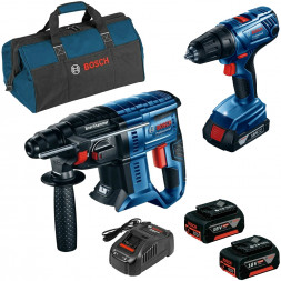 Набор аккумуляторных инструментов Bosch: перфоратор GBH 180-LI + дрель-шуруповерт GSR 180-LI (06019F8102)