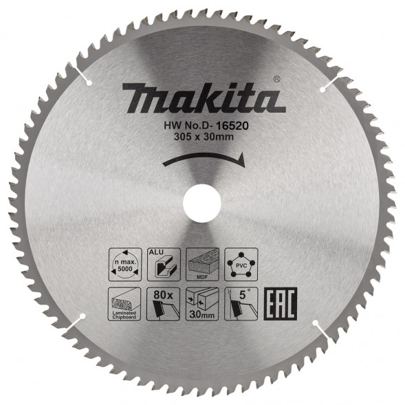 Диск пильный для алюминия Makita, 305x30х2.2, 80 зубьев (D-16520)