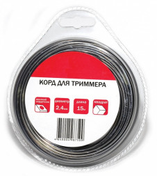 Леска для триммеров (2.4 мм, 15 м, сечение квадрат) Би-материал