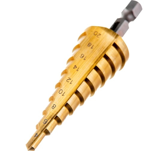 Сверло ступенчатое HSS-TiN с прямым желобком, 4-20x75, 1/4&quot; (Makita D-40129)