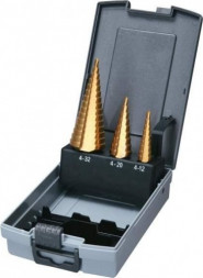 Набор ступенчатых сверл HSS-TiN c прямым желобком 3 шт., 1/4&quot; (4-12, 4-20, 4-32) (Makita D-46573)