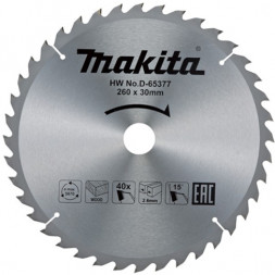 Диск пильный для дерева Makita, 260x30х1,8 40 зубьев (D-65377)