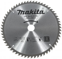 Диск пильный для дерева Makita, 260x30х1,8 60 зубьев (D-65383)