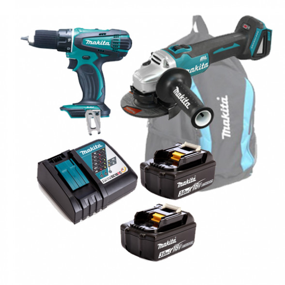 Набор аккумуляторного инструмента (болгарка, шруповерт, 2*АКБ, ЗУ) MAKITA 199222-9