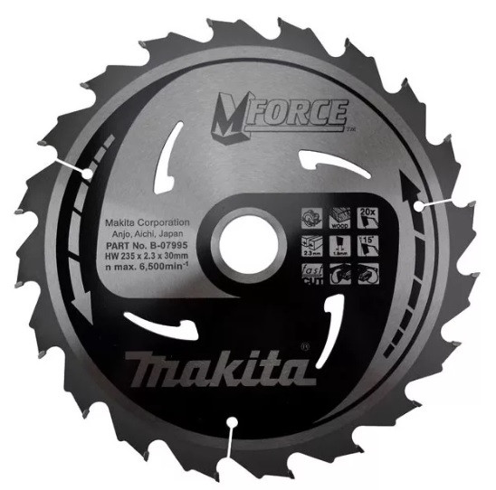Диск пильный Makita M-Force, ?165х20х2,0мм, 24 зуб,для дерева B-31223