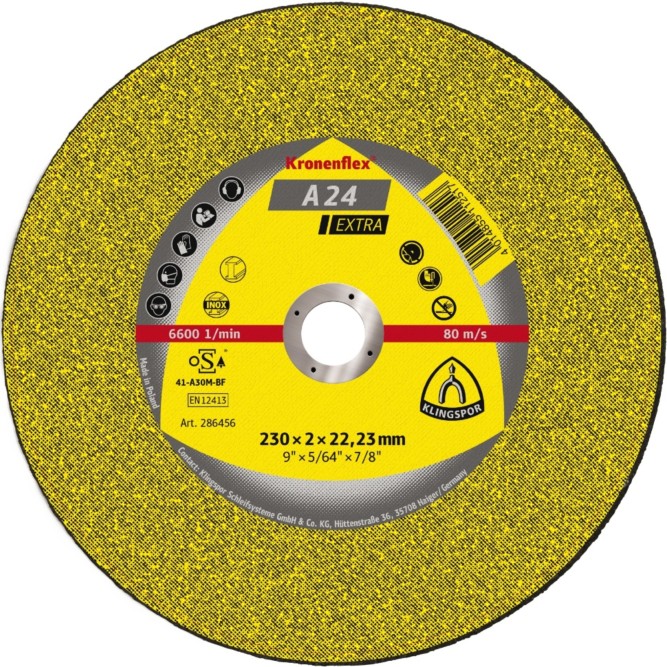 Отрезной круг Klingspor Kronenflex A 24 Extra, прямой, 230 x 3 мм (328761)