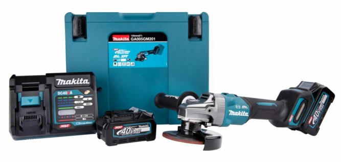 Аккумуляторная болгарка (УШМ) Makita GA005GM201 (125мм, 40В, 2*АКБ 4А·ч)
