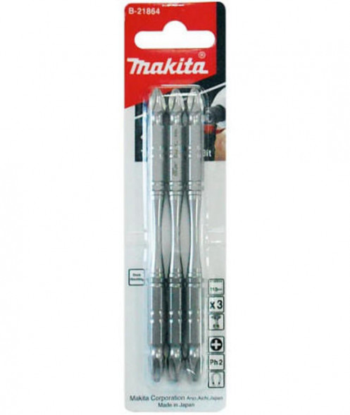 Биты Makita PH2 110мм 3шт, 2-х сторонние (B-21864)