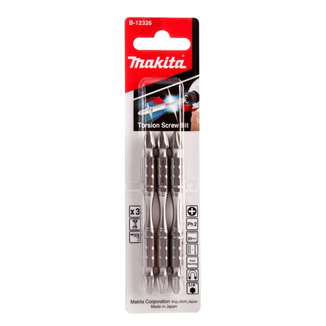 Биты Makita PH2 85мм 3шт, 2-х сторонние (B-12326)
