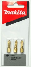 Биты Makita PH2 25мм 3шт, алмазные (P-38582)
