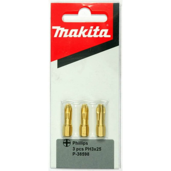 Биты Makita PH3 25мм 3шт, алмазные (P-38598)