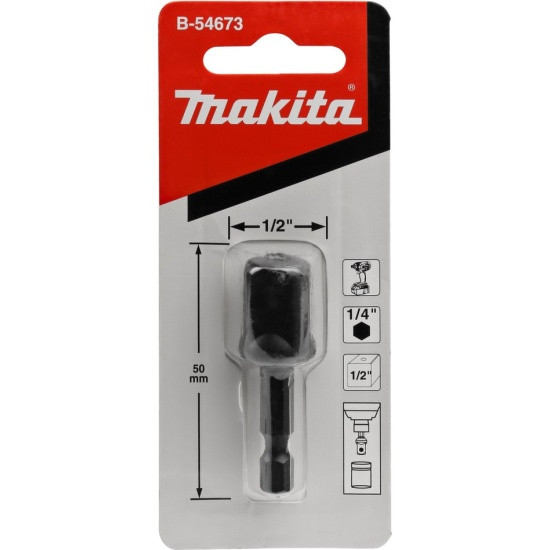 Адаптер MAKITA шестигранник 1/4&quot; на квадрат 1/2&quot; Makita B-54673 (переходник)